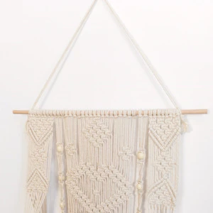 Bohemian Cotton Handmade Knitting Macrame Wall Hanging Tapestry With Shelf