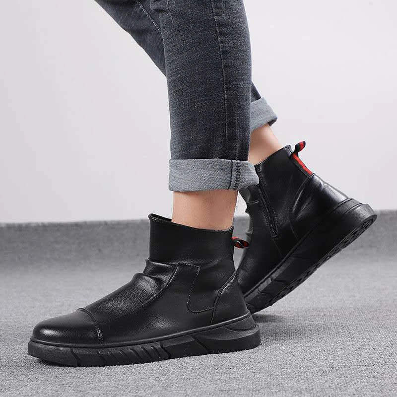 Boots men British style high-top tooling plus cashmere casual shoes