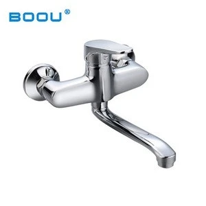 Boou brass exposed chrome faucet mixer, single handle wall mounted bath shower faucets