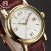 Brand AGENTX Auto Date Analog Stainless Steel Case Brown Leather Band Male Clock Men Quartz Dress Watch
