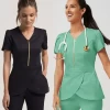 Breathable Wholesale Short Sleeve Tops Nurse Jogger Pants Medical Hospital Suit Zipper Scrubs Top Vendors Uniforms for Women