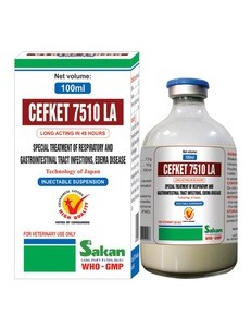 CEFKET 7510 LA 100ml  - HIGH QUALITY GMP certified - Ceftiofur 7.5 Ketoprofen 10 - antibiotics injection Veterinary Medicine
