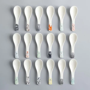 Ceramic dinner soup spoon small size Underglaze color Support oven heating Cold dish Snack tableware AWS2021