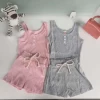 CFL1015 summer casual 2pcs clothing sets sleeveless vest with shorts infant baby girls clothes sets