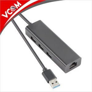 Cheap 3 Ports USB 3.0 To 1000Mbps Gigabit Ethernet Lan RJ45 Network Adapter With USB Hub