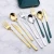 Import Cheap bulk rose gold flatware spoons forks knives silverware 304 stainless steel cutlery travel set with wheat straw gift box from China