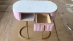 Cheap Fashion rectangle Desk marble top golden legs nail manicure Salon furniture beauty equipment nail tables