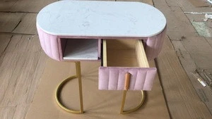 Cheap Fashion rectangle Desk marble top golden legs nail manicure Salon furniture beauty equipment nail tables