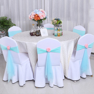 cheap organza ruffle chair sash for wedding decoration