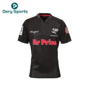 Cheap Polyester Black Short Sleeve Super Team Set Rugby Jersey For Union Olympics Game