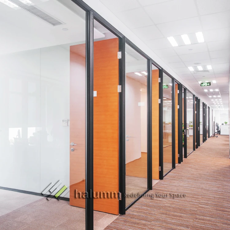 Cheap Price Glass Partition with blind,Frame less Glass Partition with PVC Joint,Tempered glass partition Clear Opening view