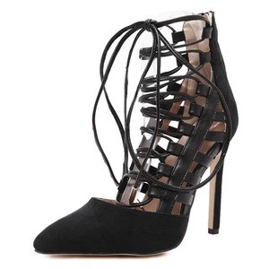 cheelon shoe 2018 new design european elegant cut out cross strappy sexy shoes high heels pump women