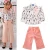 Import Children boutique clothing sets cartoon shirt straps bow tie + pink pants temperament temperament lady style from China