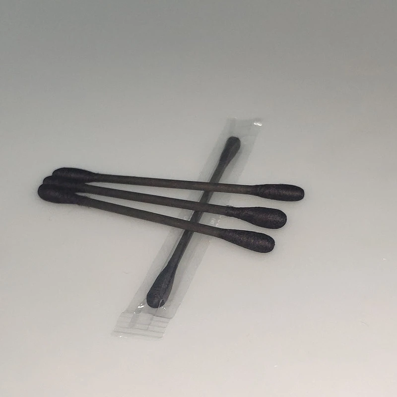 China Supplier 75mm 100pcs Black Ear Cotton Buds with Round Heads