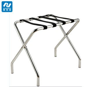 China wholesale Gold Stainless steel bedroom folding luggage rack for hotel