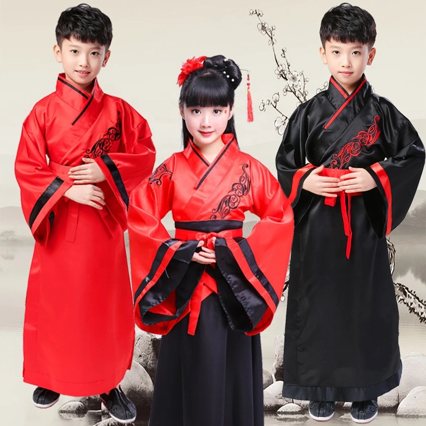 Chinese Traditional Costumes for Girls Dress Tang Suit Hanfu Dance Performance Boys Dance Costumes