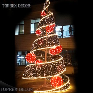 Christmas Decoration Outdoor Artificial Christmas Tree Led Ribbon Tree Supplies