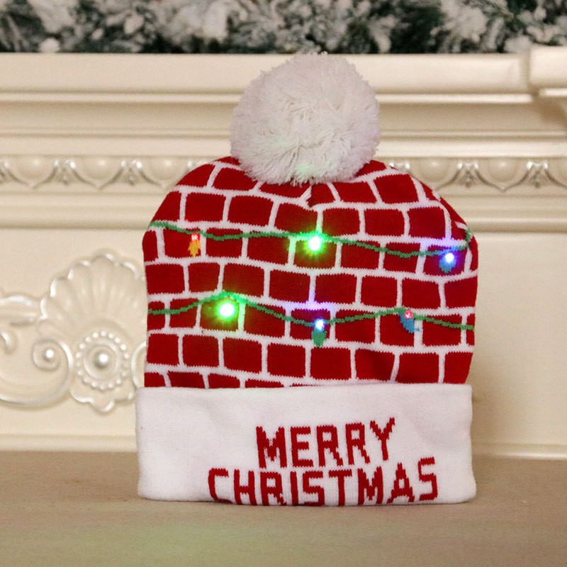 Christmas Party LED Beanie Hat Light Up Knitted Hat for Children Adult