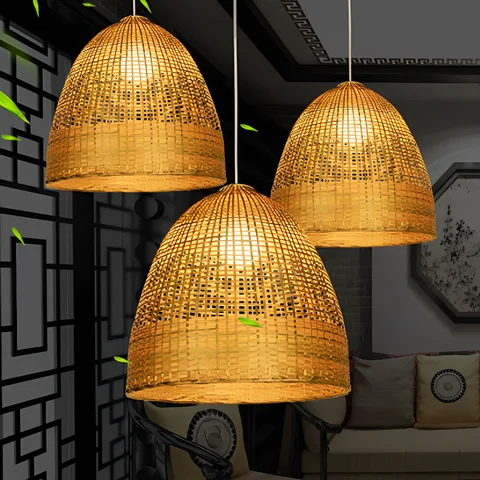 Buy Classic Style Bamboo Woven Pendant Lamp Restaurant Kitchen Living ...