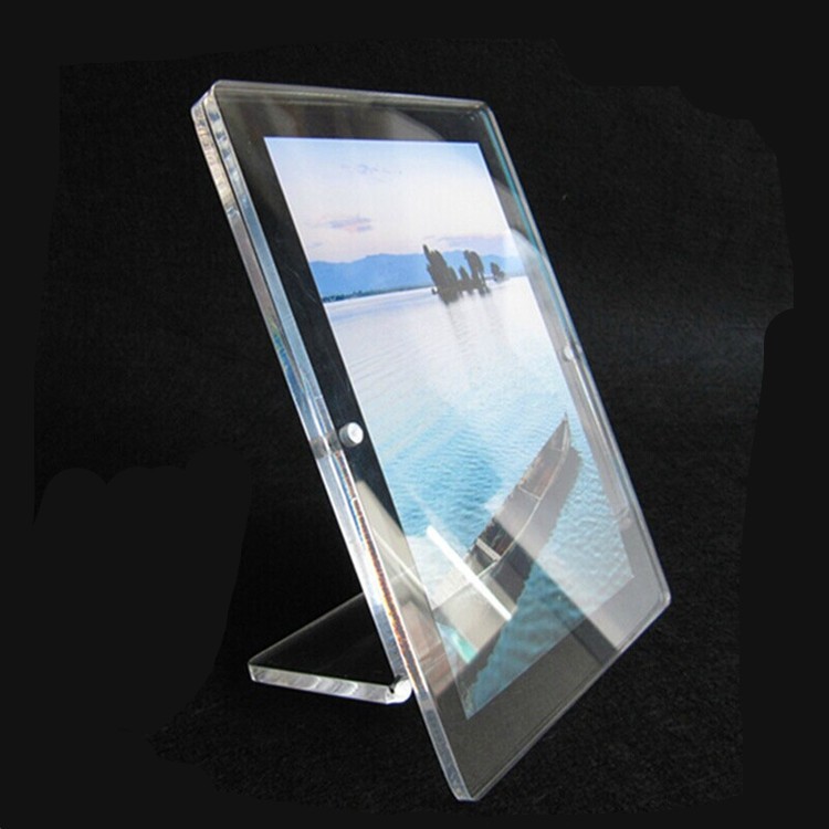 Clear acrylic perspex L-shape fast food tabletop a4 menu holder for hotel and restaurant