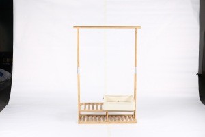 coat rack with two tiers shoe raw and laundry storage basket