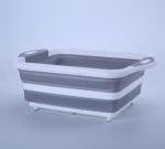 Collapsible kitchen folding chop cutting board with drainer colander