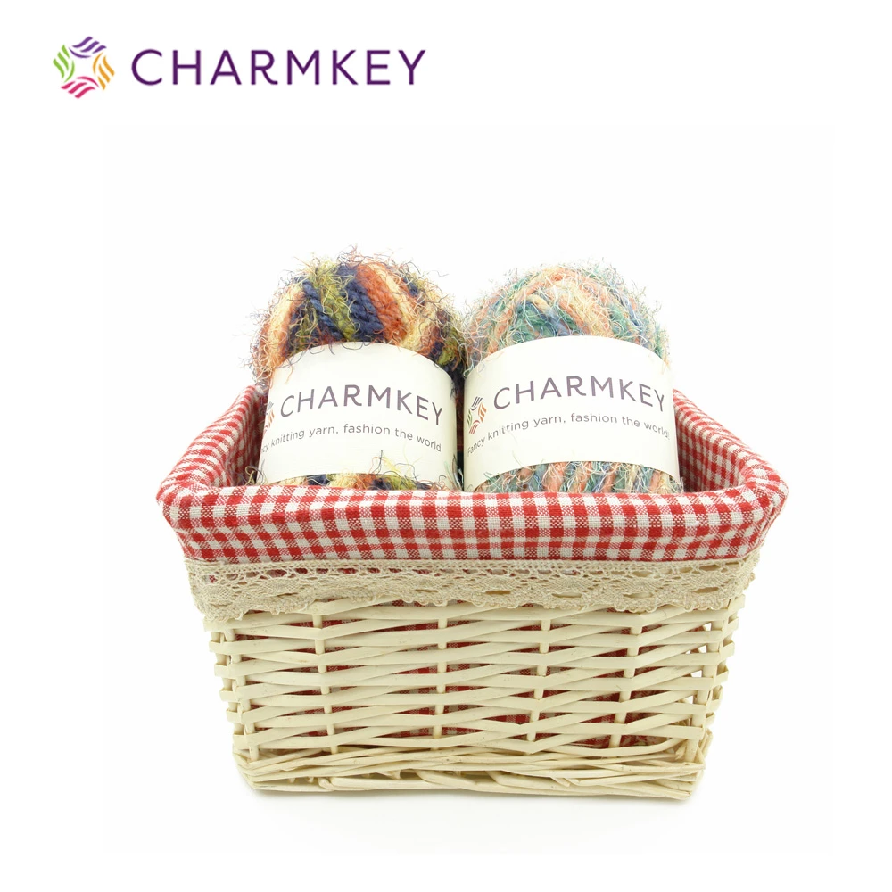 Colorful Charmkey Polyester Mohair Yarn Fluffy Fancy Knitting Yarn for wholesales