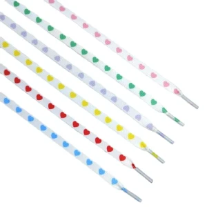 Colorful heart shaped printing af1 shoelaces 8 mm width 80-160cm flat shoe laces 8 colors flat fashion shoelaces for sneakers