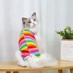 Comfortable Cute Pattern Custom Pet Clothes New Design Sterilization Recovery Suit Cat Surgery Pet Pajama Suit For Cats