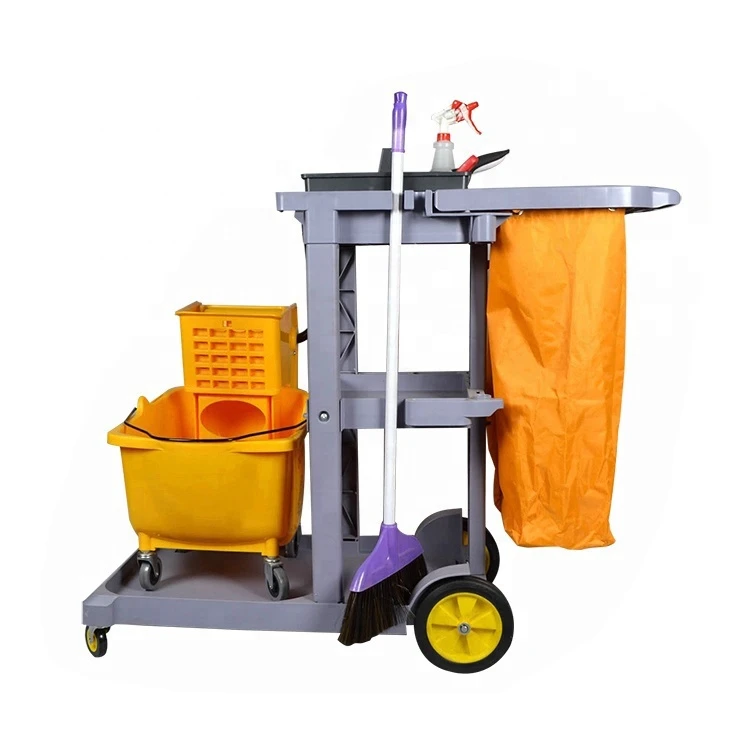 Commercial Multifunction Hotel Housekeeping Plastic Street Cleaning Cart Cleaning Service Trolley