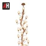 Contemporary hotel decoration lighting luxury copper crystal Led ceiling light classic