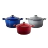 Cookware Collection- Enameled Cast Iron Covered Dutch Oven, 6 Quart Dutch Oven  Blue