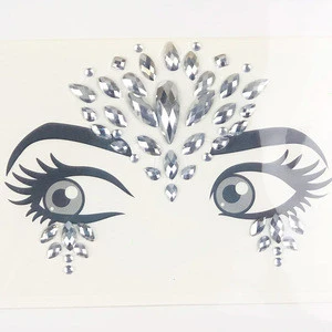 cosplay party self-adhesive luxury diamond sticker face art tattoo with free design supply