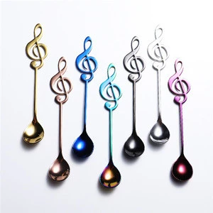 creative stainless Steel Musical Notation Shaped Coffee Spoon