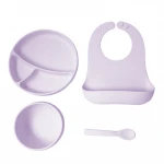 Custom Amazon silicone baby bib baby and plate waterproof silicone baby feeding set