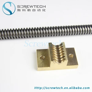 Custom brass nut Trapezoidal lead screw Tr16x3 stainless steel lead screw