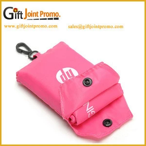 Custom Eco-friendly Durable Foldable Polyester Handle Bag Pocket Folding Nylon Shopping Bag
