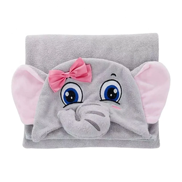 Custom elephant organic bamboo cotton hooded bath baby towel with hood