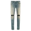 Custom Fashion Design Skinny Men Jean Pants Ripped Holes Black Blue Denim Men Jeans