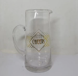 custom gold logo hand blown glass water pitcher with handle
