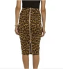 Custom Ladies sexy leopard Printed Knee High Length Straight Pencil Midi Skirt
