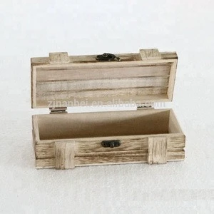 Custom logo burned effect surface cheap hinging wooden box wood case