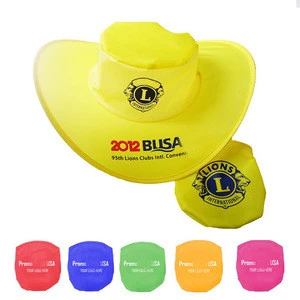 Custom Logo Printing Polyester Nylon Collapsible Folding Cowboy Sun Hats With Pouch