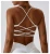 Import custom logo  fitness strappy breathable shockproof yoga bra women cross back high impact sport running wear bra top from China