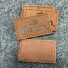 Custom LOGO Soft Debossed Foldable PU Patch Leather Label For Clothing Handbags And Jeans Garment label