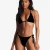 Import custom logo women halter lace-up triangle   solid pattern breast pad bathing suits beachwear swimsuit bikini set from China