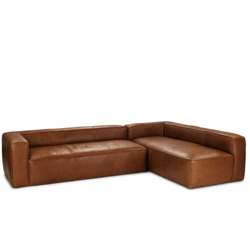 custom made luxury leather sofa L corner vintage brown distressed leather couches living room furniture sofa set design