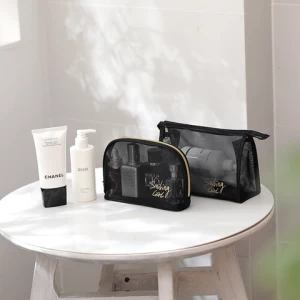 Custom Mesh Travel Toiletry Bag Waterproof Makeup Bags Cosmetic Travel Organizer Bags