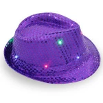 custom party led light supreme fedora juzz hat with sequins