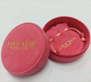Custom Size Color Round Jewelry Box And Pouch Velvet Ring Boxes Jewelry Packaging